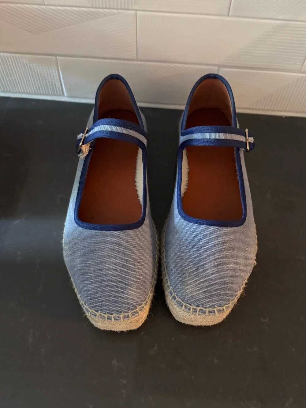 Blue Espadrille Mary Jane Shoes